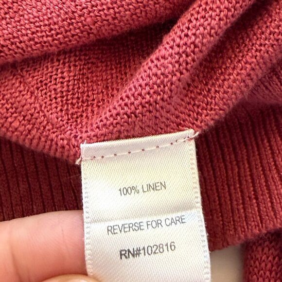 Garnet Hill women's cocoon cardigan sweater red pink linen medium buttons - Picture 8 of 9